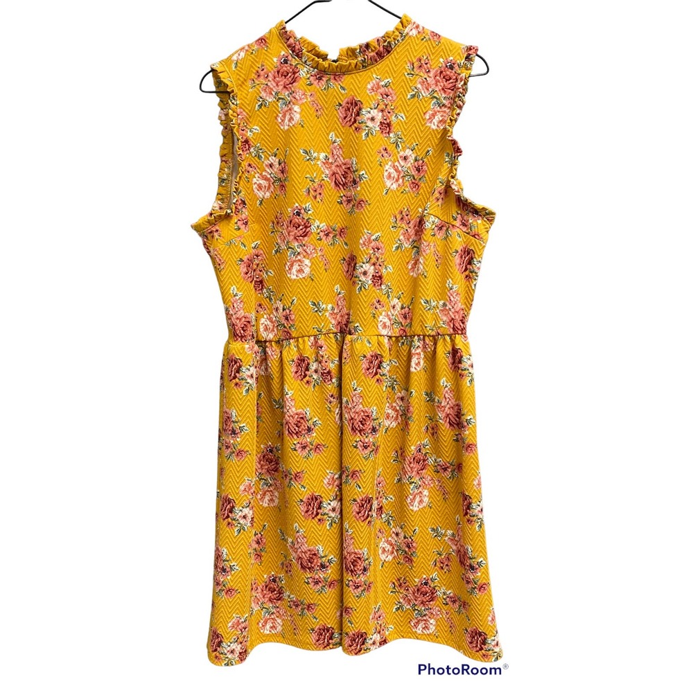 Mustard  yellow floral dress, SZ XL